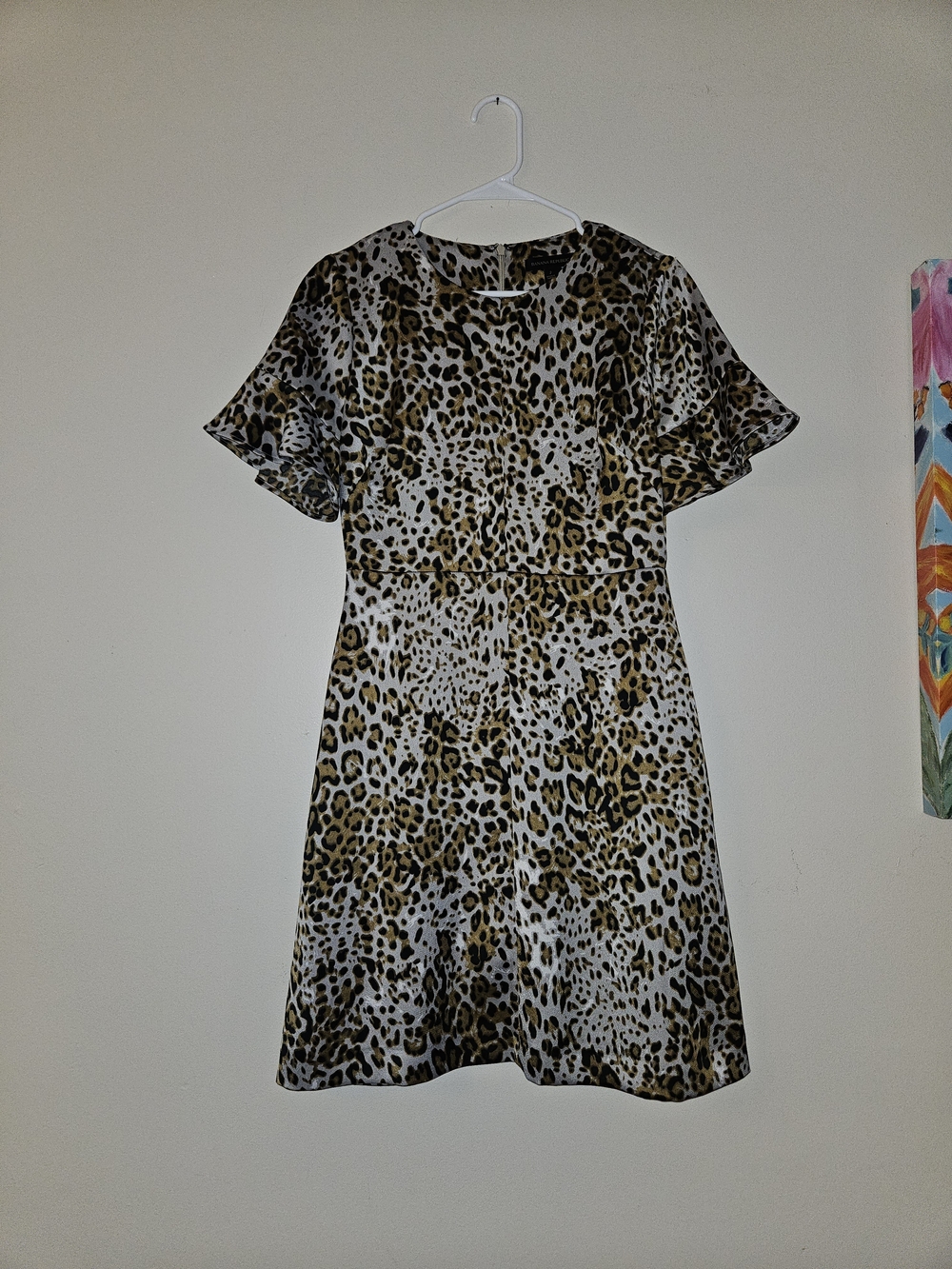 Banana Republic Leopard Print Mini Dress - White & Brown
